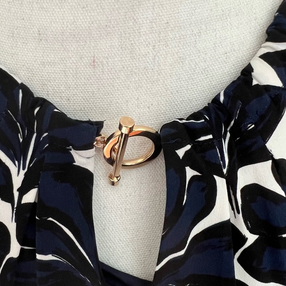 Ivanka Trump Navy Palm Print Halter Shift Dress M Sophisticated Resort Preppy - Picture 5 of 9